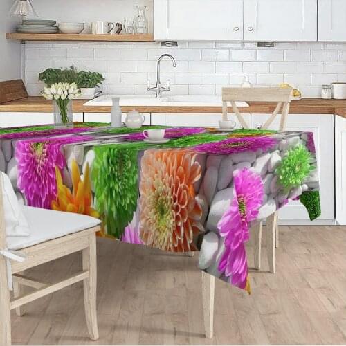 Tablecloth Living Room Kitchen colorful stone flower patterned micro fabric cover runner pattern Free Shipping