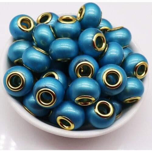 10Pcs/Lot 16mm Big Size Pearl Large Hole Glass Beads Charms Murano Spacer Bead Charms fit for Pandora Bracelet for DIY Jewelry