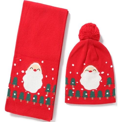 TOU--Baby Boys And Girls Fashion Warm 2pcs Suit Winter Hat+Scarf Sets Child TOP Red Santa Gift Free Shipping
