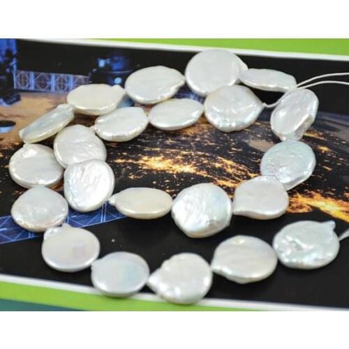 Unique Pearls jewellery Store,Coin Freshwater Pearl Cultured Pearl White Color 16mm Loose Beads LC3-0131