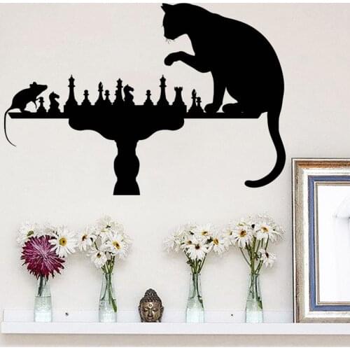 Vinyl Wall Decal Funny Chess Cat Mouse Art Wall Stickers Home Decoration Accessories For Living Room Bedroom Headboard Y904