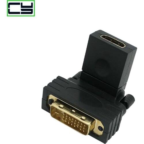 High Quality DVI To HDMI-compatible Male To Female Converter New 24+1 Female Adapter DVI To HDMI 90 Degree Rotation Adapter HD