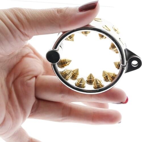 BDSM KALIS TEETH 2Rows Golden Cock Ring Scrotum Pendant Male Chastity Device Kalis teeth Spike Penis Ring Male Torture Sex Toys