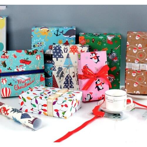 20pcs Christmas Gift Packaging Craft Papers Gift Wrapping Paper Roll Wine Shirt Clothing Packing Christmas Home Decor