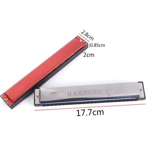 24 Hole Key Of C Play Harmonica Tremolo Harmonica Mouth Organ Double Row For Blues Jazz Rock Folk Musical Beginner Instrument