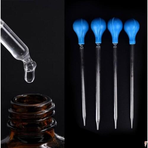 3/5pcs 0.5-10ml Scale Dropper Pipette Lab Glass Dropping Pipet Rubber Head Pipettors Measuring Dropper Laboratory Supplies