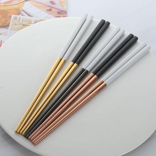 5 pairs Chinese Metal Chopsticks 304 Stainless Steel Chopsticks Portable Travel Chop Stick Reusable Food Sticks For Sushi Hashi