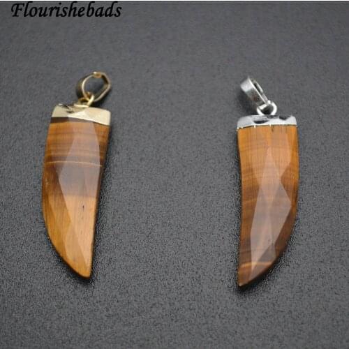 5pc 10x30mm Faceted Natural Blue Amazonite Stone Horn Shape Pendant Fit Necklace Making