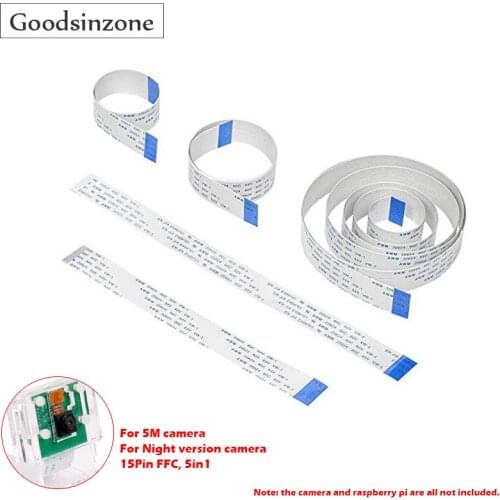5in1 Ribbon Flex Extension Cable for Raspberry Pi 4 Model B 3B+ 3B 2B+ 2B+,5pcs/Lot Raspberry Pi 4 15Pin FFC Camera Cables Kit