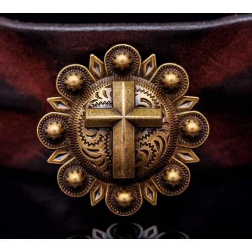 6X Heavy Duty Solid Brass Cross Berry Flower Leathercraft Accessories Western Saddles Headstall Tack CONCHOS Screwback 1-1/2"