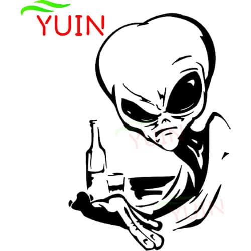 Alien Drinking Motorcycle Car Sticker High Quality Exquisite Personality PVC Waterproof Sunscreen Decals Can Be Customized Color