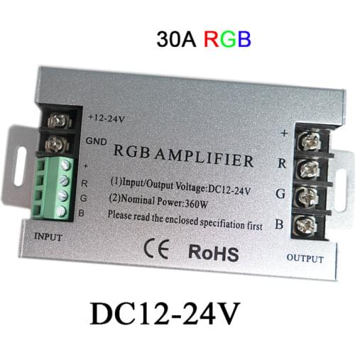 DC5V 12V 24V Iron shell RGB LED Amplifier Signal Repeater 360W Controller for SMD 2835 3528 5050 5630 RGB Strip Light