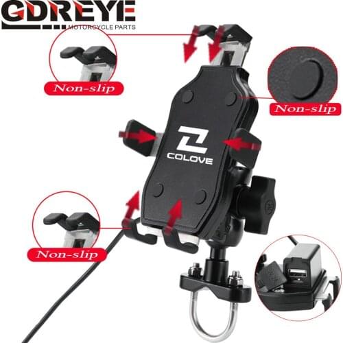 For Colove KY400X/500X 500F Motorcycle CNC Handlebar Rearview Mirror Mobile Phone Holder GPS stand bracket