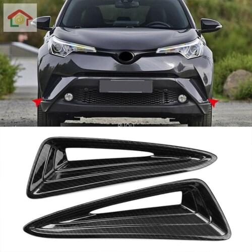 For Toyota C-HR CHR C HR 2016-2018 Carbon Fiber Color Front Fog Lamp Cover Light Overlay Frame Chrome Car Styling Accessories