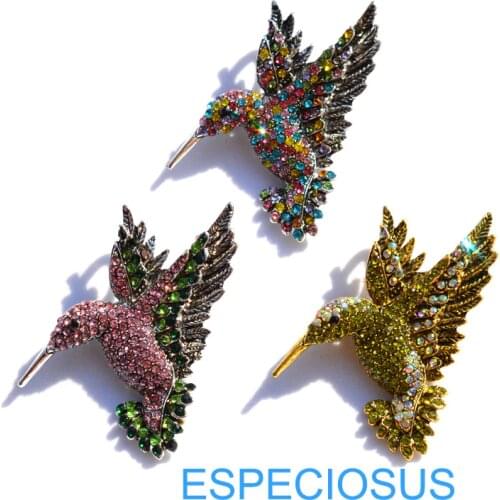 Elegance Pin Humming Bird Rhinestone Fashion Jewelry Brooch Anti Silver Plated Crystal Giraffe Breast Pin Mix Color Lady Garment