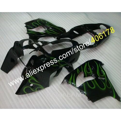 Customize Green Flame Fairing Kit For Kawasaki Ninja 2000 2001 ZX-9R ZX 9R 00-01 ZX9R 00 01 Motobike Fairings
