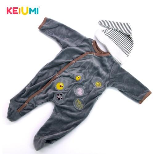 KEIUMI Cute Gray Fashion Baby Dolls Romper With Hat Suit 22-23 Inch Baby Doll For Kid Doll Collection