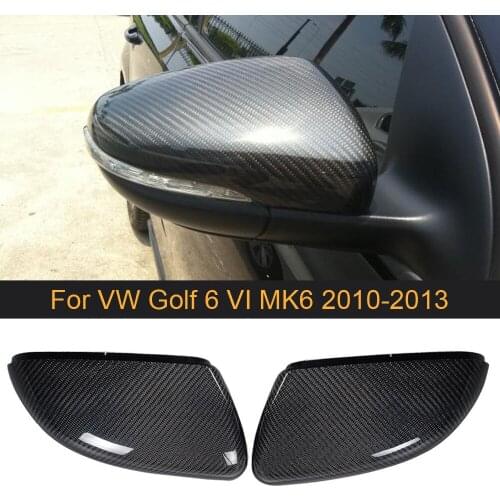 Carbon Fiber Car Rearview Mirror Covers Caps for VW Golf 6 VI MK6 2010 - 2013 Side Mirror Caps Covers Shell Replacement /Add On