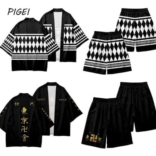 Anime Tokyo Revengers Sano Manjiro Cosplay Cloak Tops Mens Hanagaki Takemichi Ken Ryuguji Harajuku Kimono Coat Shorts Sets Boys
