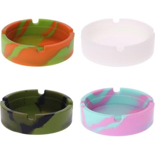 Round Colorful Soft Silicone Ashtray Lightweight Heat Resistant Eco-Friendly AXYC