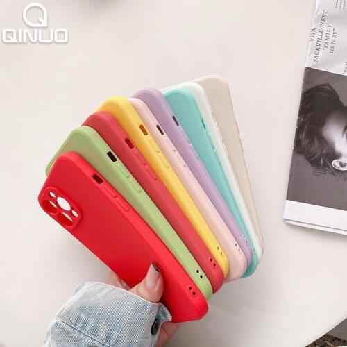 Square Bumper Silicone Phone Case For iPhone 11 12 Pro Max Mini XS XR X 6 7 8 Plus 5S SE 2020 Shockproof Soft Color Candy Cover