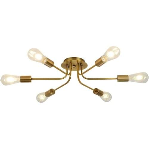 Multiple Rod Metal Chandelier Vintage Iron Ceiling Light E27 Lamparas for Home Lighting Fixture Nordic Kitchen Island Luminaire