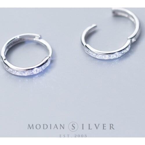 Modian Simple Charm Round Clear Zirconia Fashion Jewelry 100% 925 Sterling Silver Rose Gold Color Hoop Earrings For Women Gift