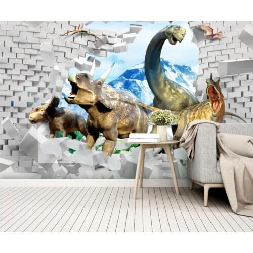 WDBH Custom mural 3d photo wallpaper Ancient dinosaur broken wall childrens home decor 3d wall murals wallpaper for living room