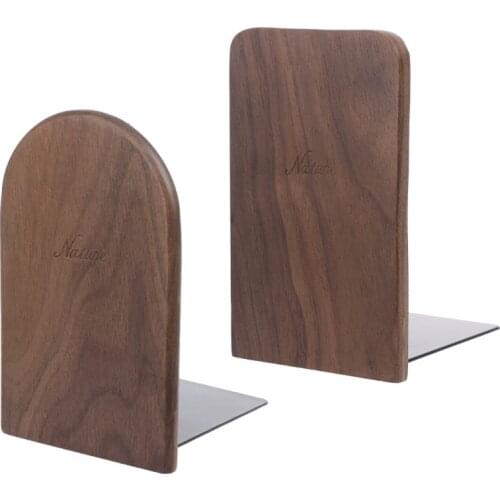Walnut Wood Desktop Organizer Desktop Office Home Bookends Book Ends Stand Holder Shelf