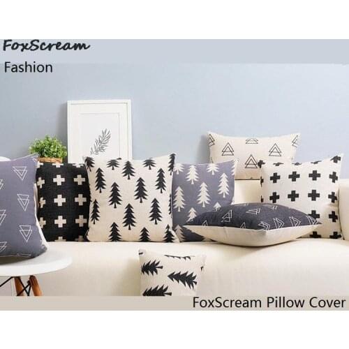 Scandinavian Pillow Cover Nordic decorative cushion cover home Decor Black Linen Cotton Chair Cushion Cover 45x45cm for Sofa