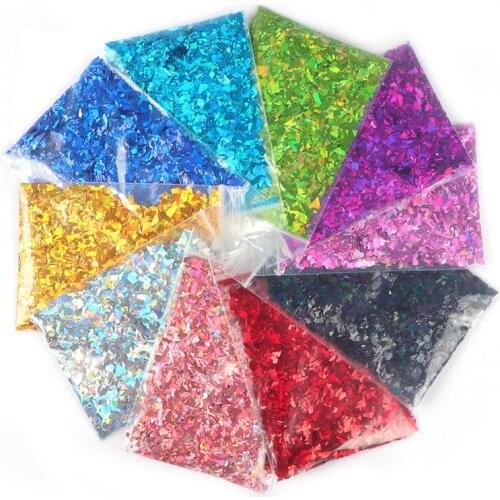 New 10G/bag Holographic Nail Art Candy Color Sequins DIY Decoration Tool 10 Color Large Segment Laser Nail Art Jewelry Sequins