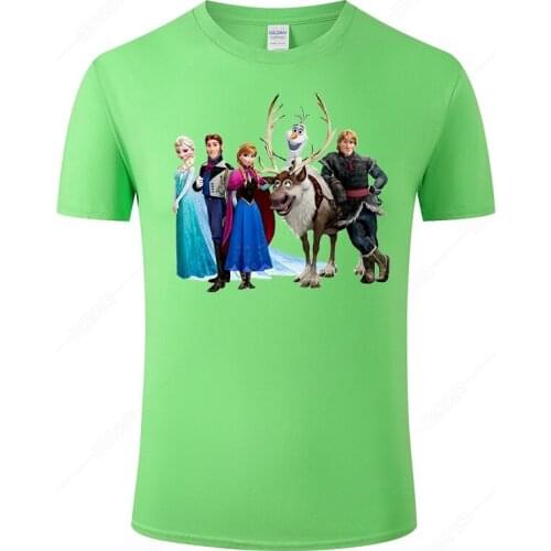 2021 New Summer Cotton Tee Frozen Print T Shirt Men Women Short Sleeve T-shirt Male Fashion Cool Streetwear Clothing J16