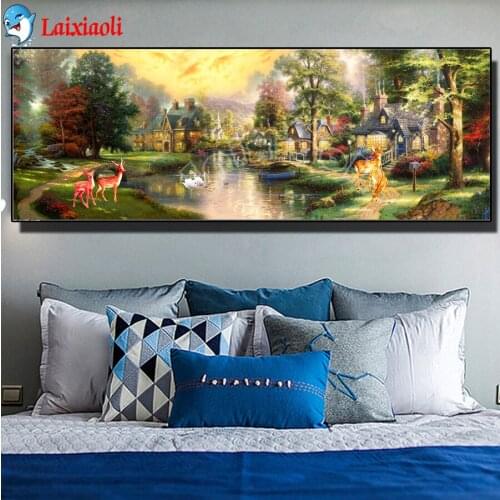 New diamond painting dream life cross stitch 5d diy diamond embroidery Rural villa garden, animals diamond mosaic full drill art