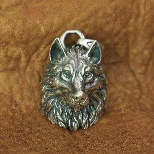 Huge 925 Sterling Silver High Details Wolf Pendant Mens Biker Rock Punk Pendant TA192 JP
