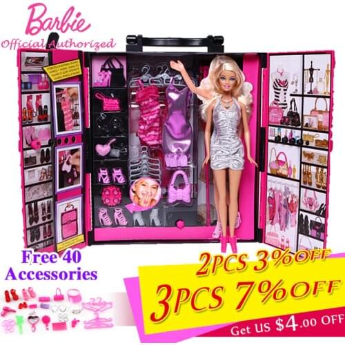 Barbie Original Brand Funny Dream Wardrobe Clothes Accessories Baby Kid Toys For Little Girl Christmas Days Gift Boneca X4833