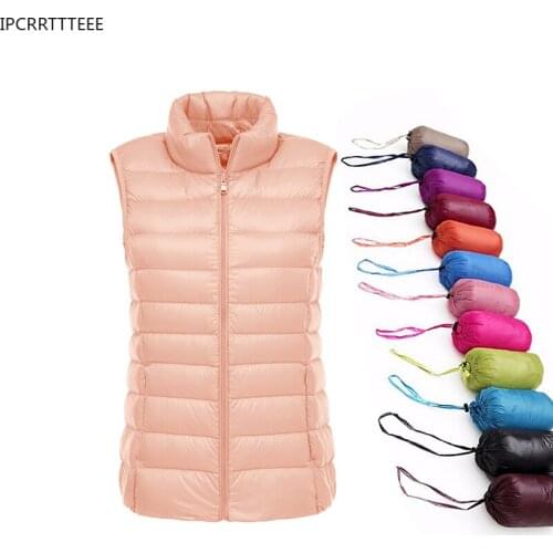Autumn Winter Warm Down Vest Jacket Fashion Sleeveless Coat White Duck Down Jacket Female Waistcoat