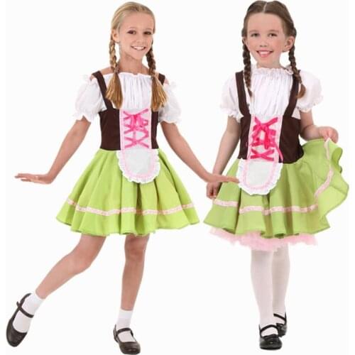 Drinking Dress Girl German Oktoberfest Beer Costume Cosplay Maid Waitress Outfit For Halloween Party Puff Sleeves Outfit Girls