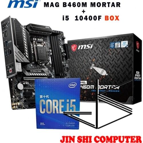 Intel Core i5 10400F CPU BOX + MSI B460M MORTAR Motherboard Suit No integrated graphics card LGA 1151 New/With fan