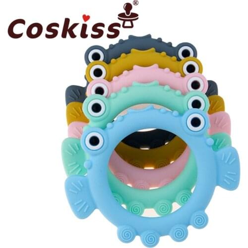 Coskiss Cartoon Fish Silicone Baby Teether Toddler Molar Teeth Pain Relief Teether Kids Baby Teething Toys Baby Supplies