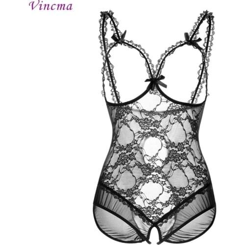 Plus Size S M L XL 2XL 3XL 4XL Open Bra Open Crotch Women Lace Sexy Lingerie Hot Transparent Babydoll Dress Erotic Costumes
