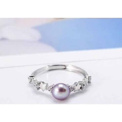 Star Ring Findings Adjustable Ring Jewelry Parts Fittings Silver Accessories for Pearls Coral Beads Stones Jade