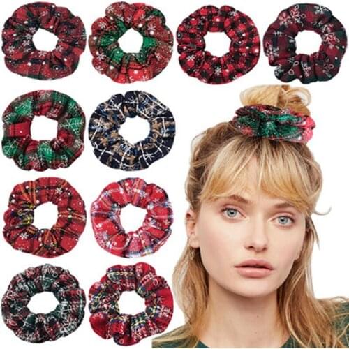 Christmas Hair Scrunchies Women Girls Large Intestine Circle Hair Bands Ties Ponytail Holder Festival Cloth Hair Accessories