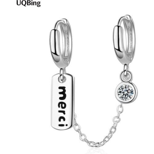 Vintage Solid 925 Sterling Silver CZ Zircon Double Round Circle Letter Clip Earring For Women Birthday Gifts Jewelry