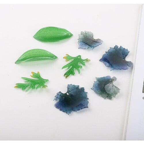 10pcs Fashion Leaf Earrings For Women blue maple leaves with holes in the leaf heat shrinkable diy jewelry hairpin accessories