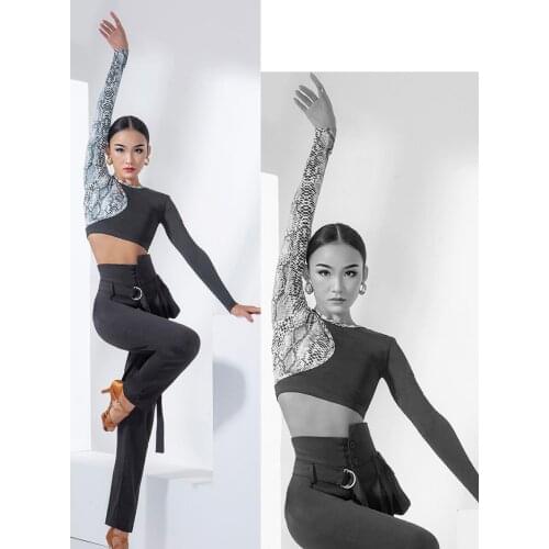 Latin Dance pants Adults Black pants salsa dress Samba Dancing Costumes tango dresss leopard latin top 21D110