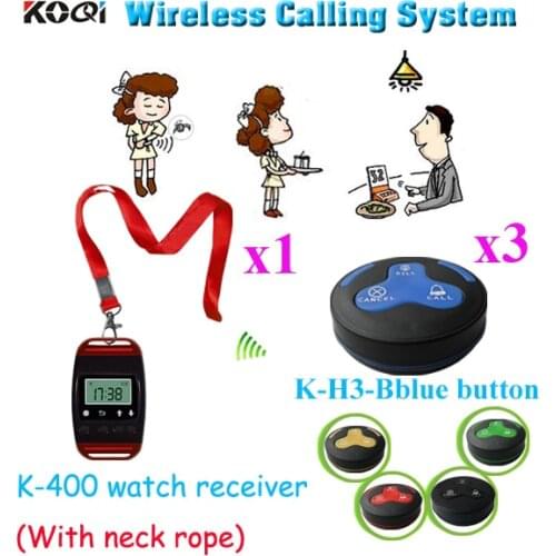 Room Service Wireless Call System 433.92MHZ Best Price For Spas And Salons ( 1pcs watch & 3pcs call button)