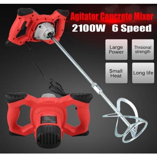 2100W Industrial Grade Mixer 6 Gear Adjustable Speed Paint Cement Plaster Mortar Coating Mixer 220V Putty Powder Mixing Machine