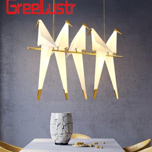 Modern LED Bird Pendant Lights Loft origami crane bird Led Lustre Hanglamp for Shop Bar Foyer Home Design Pendant Lamp