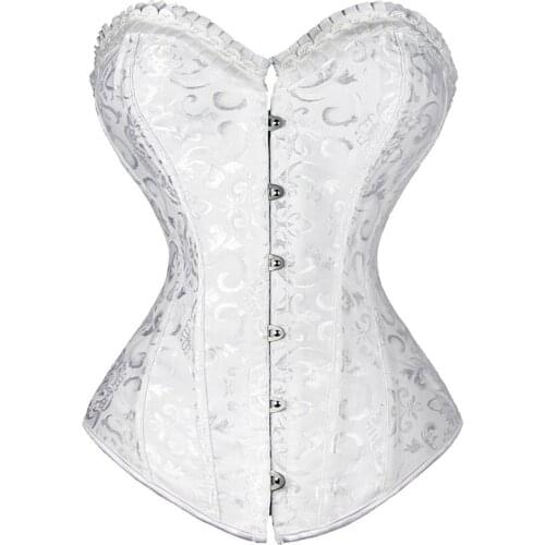 Wedding Corset Waist trainer Sexy Corset Clasp Vintage Style Overbust Corsets and Bustiers Floral Lace Up Corset Top Lingerie