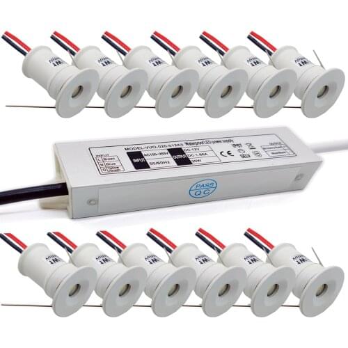 1W IP65 Mini LED Downlight Recessed Spotlight Focos 12V Spot Light Ceiling Lamp KTV Bar Showcase Display Light with Transformer